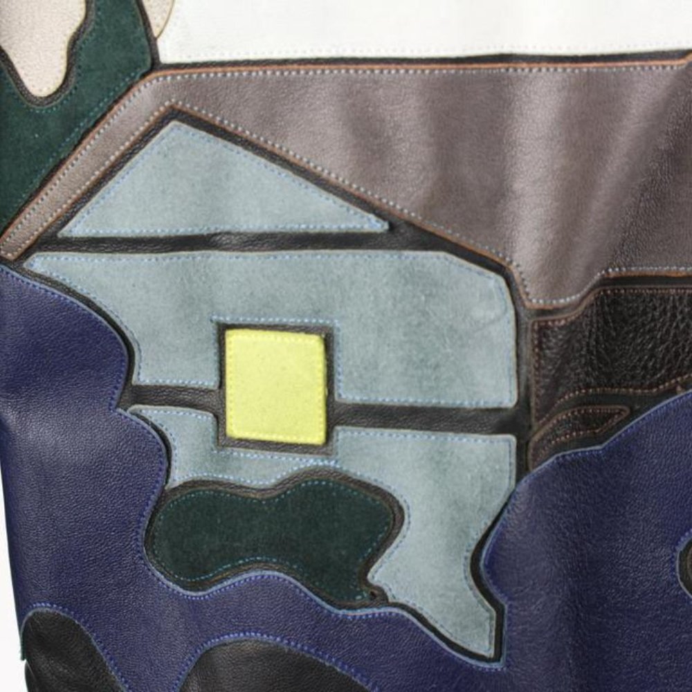 Kenzo Men's Large Limited Black Leather Moon Patch Jacket 124k17 - Picture 10 of 12